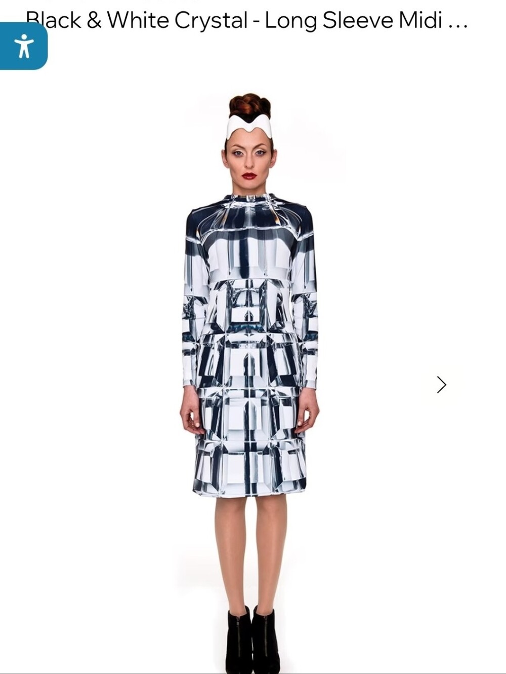 Black & White Long Sleeve Midi Dress